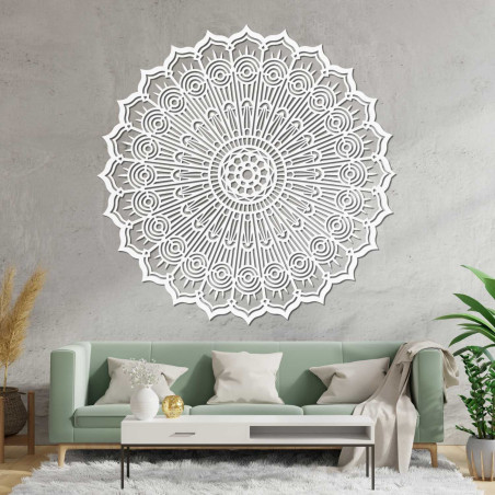 Modernes 3D-Mandala aus Holz mit präzisem Ausschnitt für die Wand. Stilvolle Dekoration für ein gemütliches und optisch harmonis