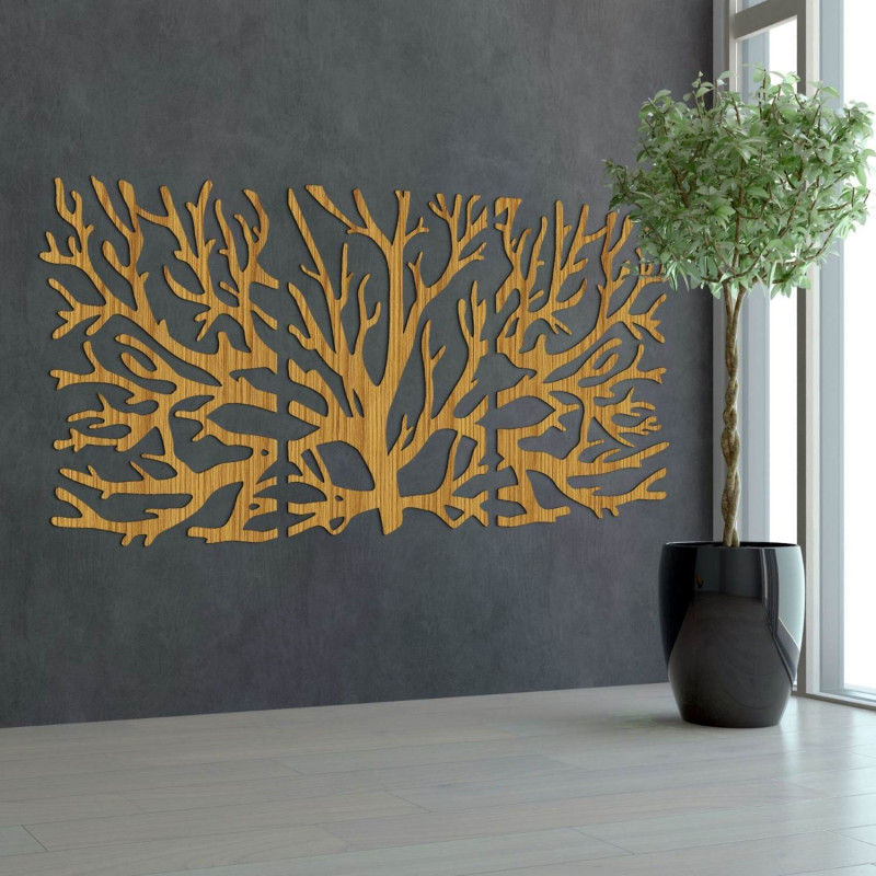 Dreiteiliges Wandbild mit modernen Baumzweigen