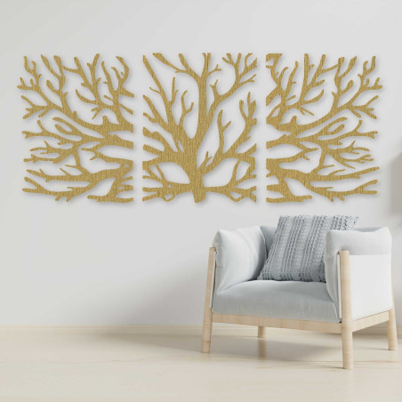 Ein modernes, dreiteiliges Wandbild mit Baummotiv, das jedem Interieur Stil verleiht.