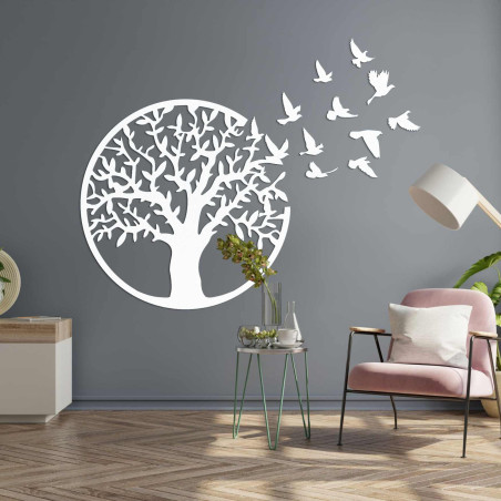 Ein modernes, dreiteiliges Baumgemälde für die Wohnzimmerwand, das dem Interieur Stil und Lebendigkeit verleiht.