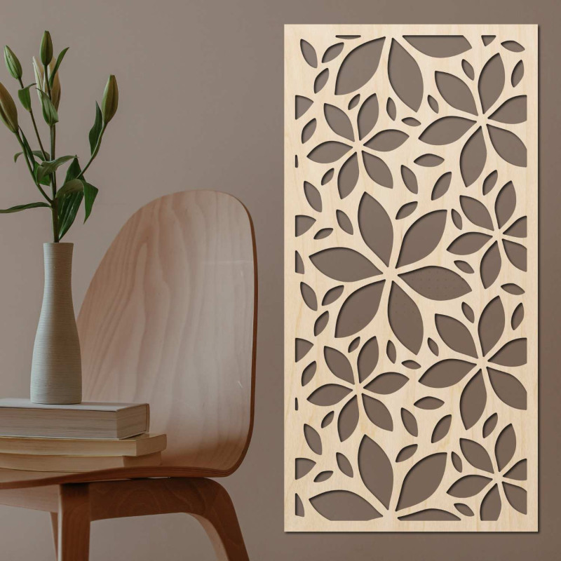 Ein modernes Gemälde mit geometrischem Blumenmuster ist eine stilvolle Wanddekoration.
