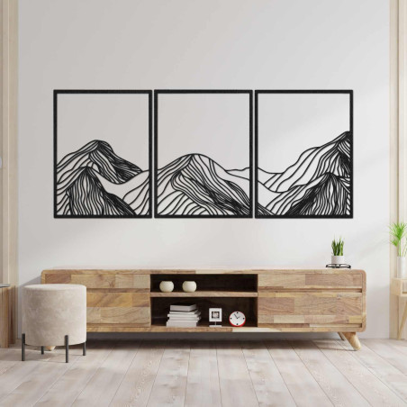 Dieses wunderschöne dreiteilige Holzbild fängt die Schönheit der Natur in einem minimalistischen und dennoch raffinierten Stil e