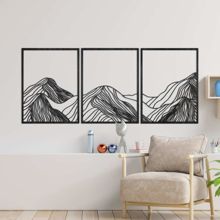 Modernes dreiteiliges Landschaftsgemälde – elegante Wanddekoration für das Wohnzimmer