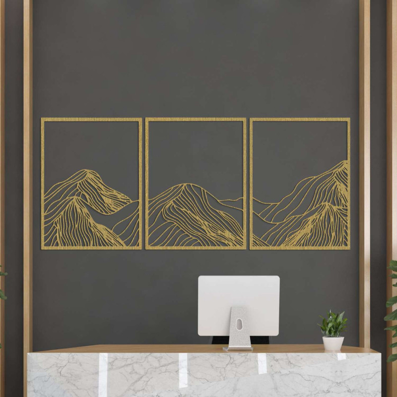Modernes dreiteiliges Landschaftsgemälde – elegante Wanddekoration für das Wohnzimmer