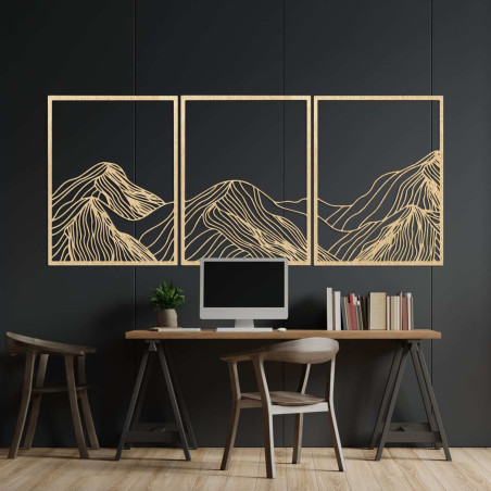 Modernes dreiteiliges Landschaftsgemälde – elegante Wanddekoration für das Wohnzimmer