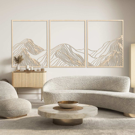 Modernes dreiteiliges Landschaftsgemälde – elegante Wanddekoration für das Wohnzimmer