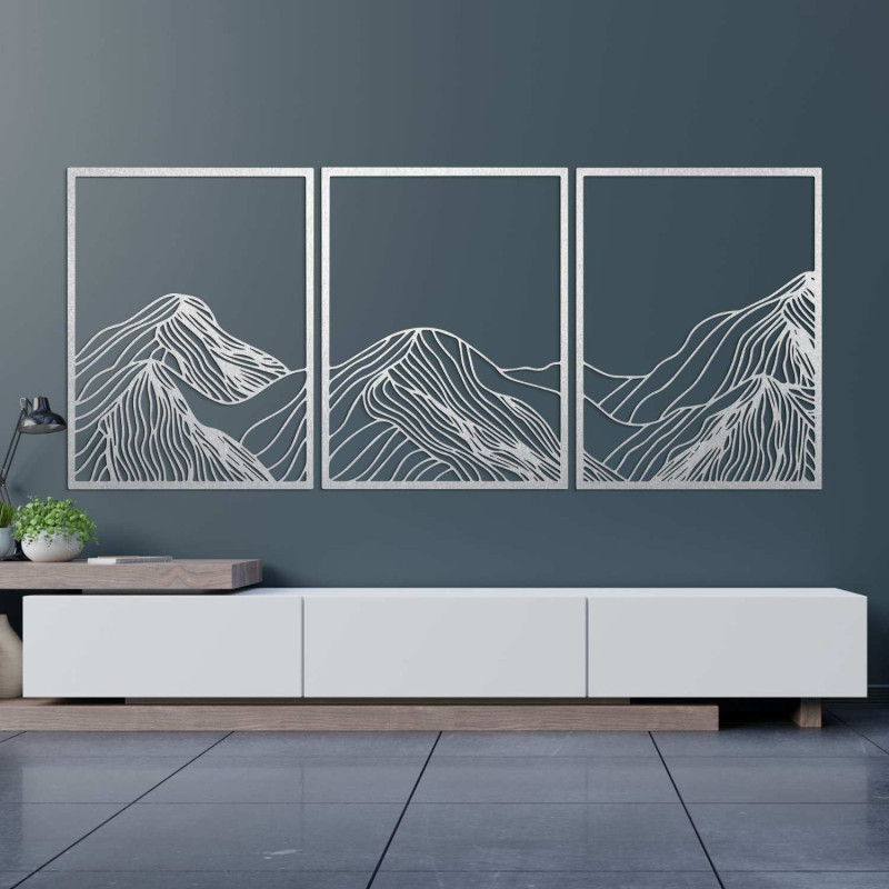 Modernes dreiteiliges Landschaftsgemälde – elegante Wanddekoration für das Wohnzimmer