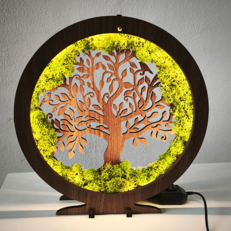 LED-Lampe Lebensbaum mit Moos - Tischdekoration für das Wohnzimmer.