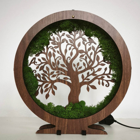 LED-Lampe Lebensbaum mit Moos - Tischdekoration für das Wohnzimmer.