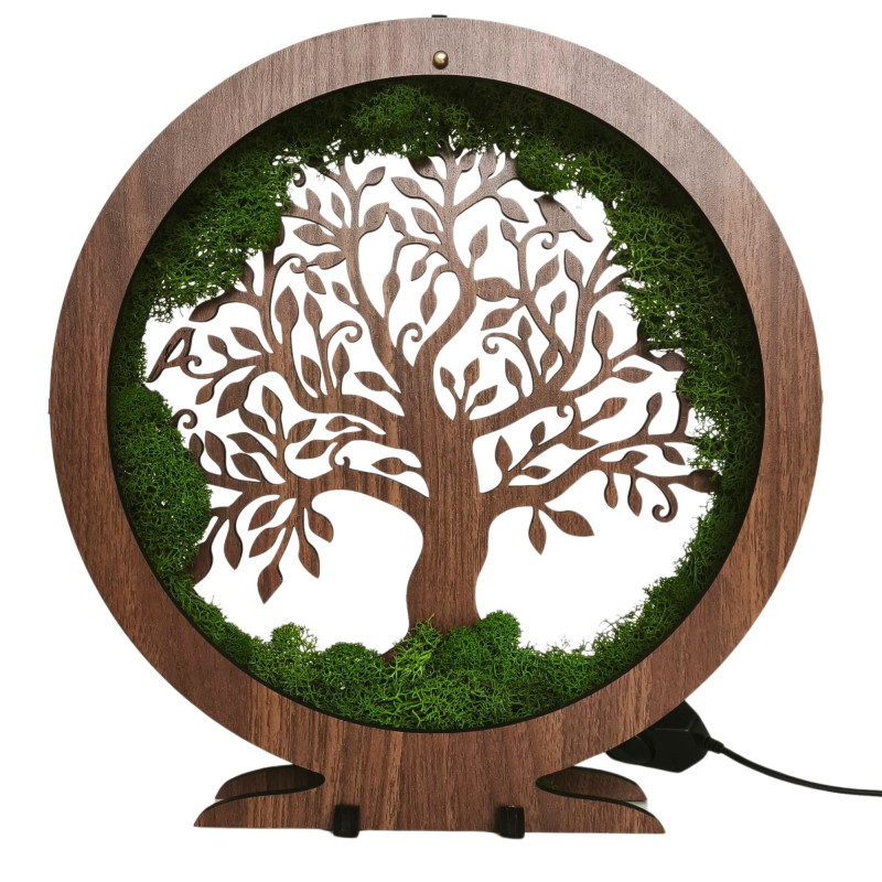 LED-Lampe Lebensbaum mit Moos - Tischdekoration für das Wohnzimmer.