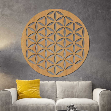 Eine hölzerne Mandala, die Frieden und Harmonie in Ihr Zuhause bringen wird.