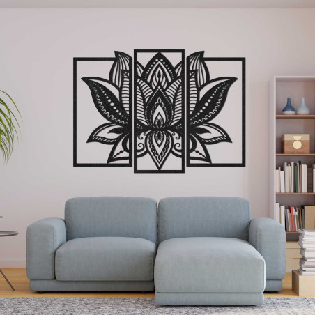 Holz-Lotusbild – elegante Wanddekoration für den Innenbereich