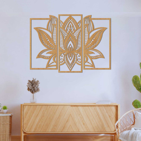 Modernes Lotus-Mandala an der Wand – harmonische Dekoration für das Wohnzimmer