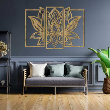 Modernes Lotus-Mandala an der Wand – harmonische Dekoration für das Wohnzimmer
