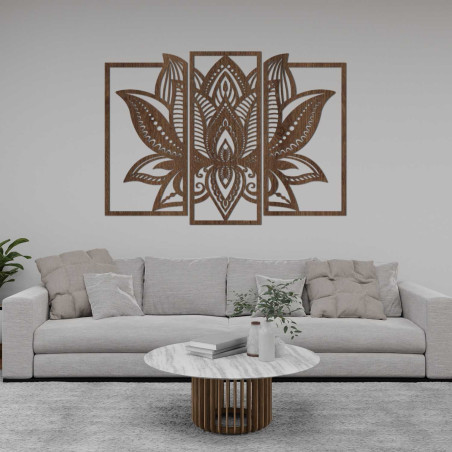 Modernes Lotus-Mandala an der Wand – harmonische Dekoration für das Wohnzimmer