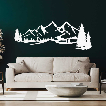Holzbild für die Wand: Berge und Wald
