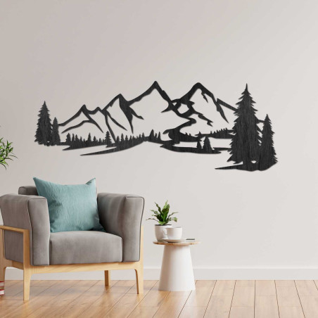 Holzbild für die Wand – Wald und Berge – REHORA