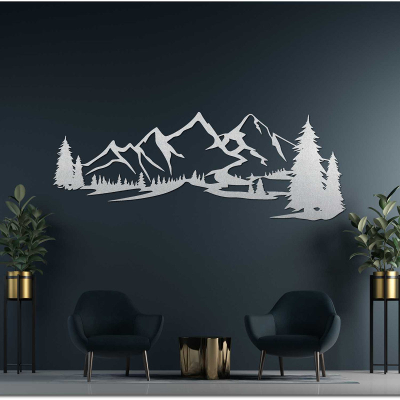 Holzbild für die Wand – Wald und Berge – REHORA