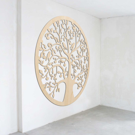 Luxuriöser, dreidimensionaler Lebensbaum aus Holz mit Vögeln in einem modernen Interieur.