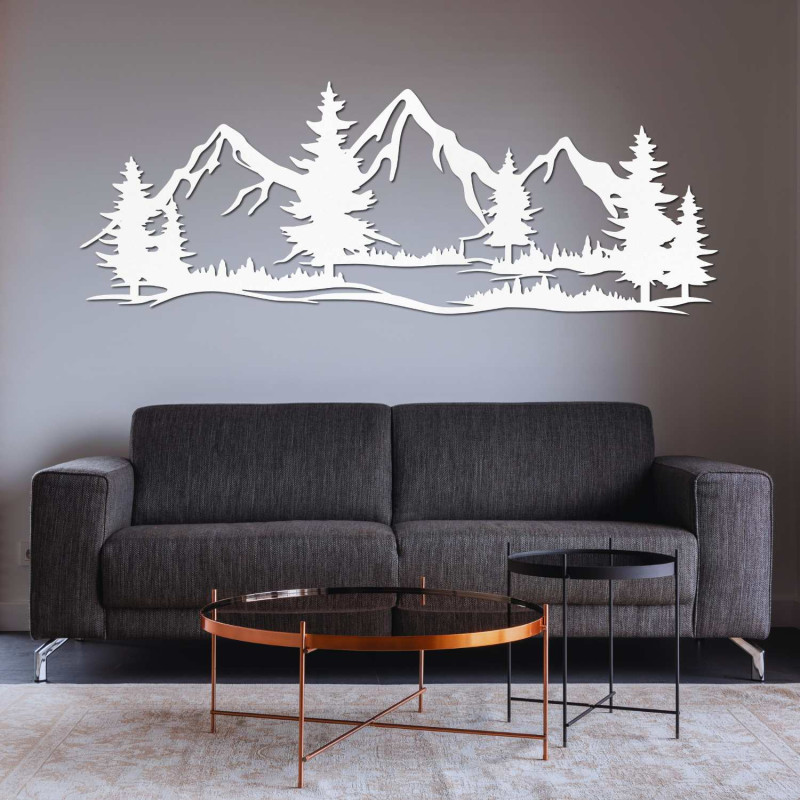 Moderne Holzsilhouette einer Berglandschaft