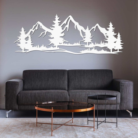 Moderne Holzsilhouette einer Berglandschaft