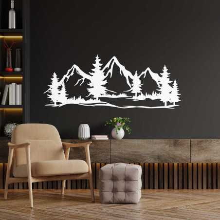 Moderne Holzsilhouette einer Berglandschaft