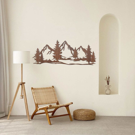 Moderne Holzsilhouette einer Berglandschaft