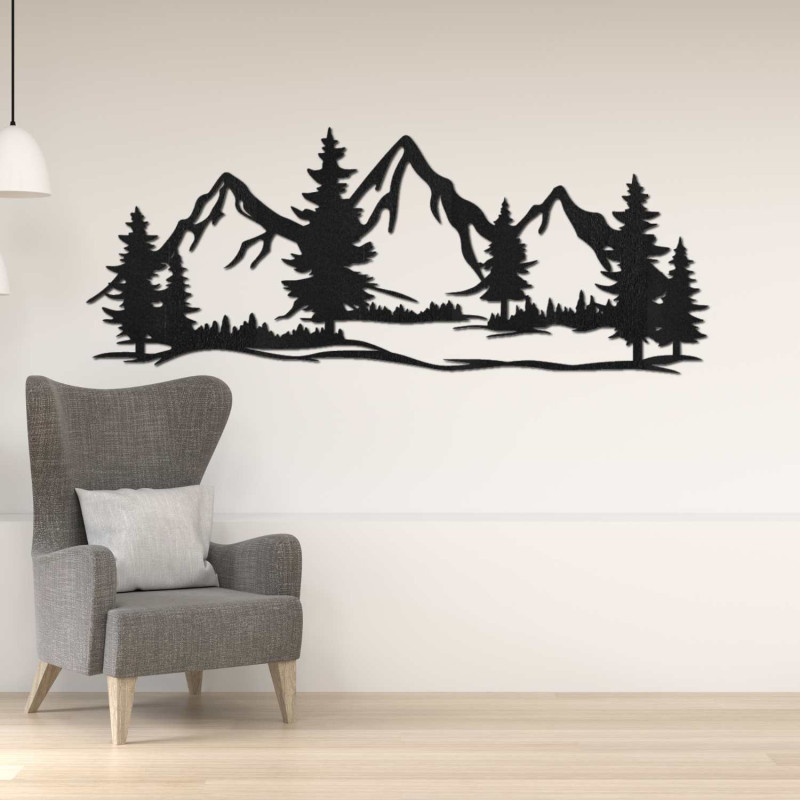 Natürliche Wanddekoration aus Holz mit Bergmotiv