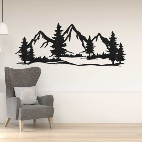 Natürliche Wanddekoration aus Holz mit Bergmotiv