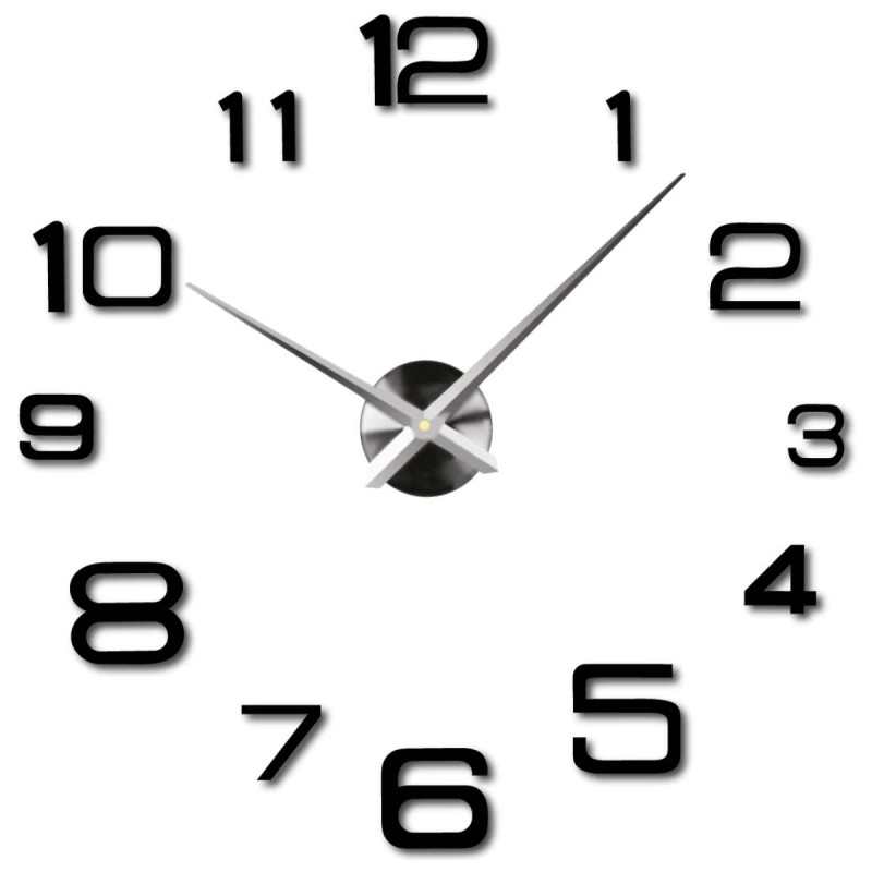 Moderne DIY-Wanduhr zum Aufkleben – Schwarze Ziffern