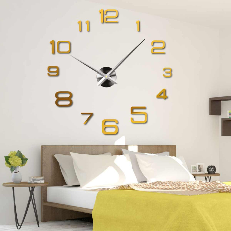 Moderne DIY-Wanduhr zum Aufkleben – Schwarze Ziffern