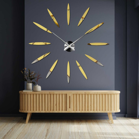 Große, weiße, selbstklebende Uhr mit verstellbarem Durchmesser von 80 bis 120 cm
