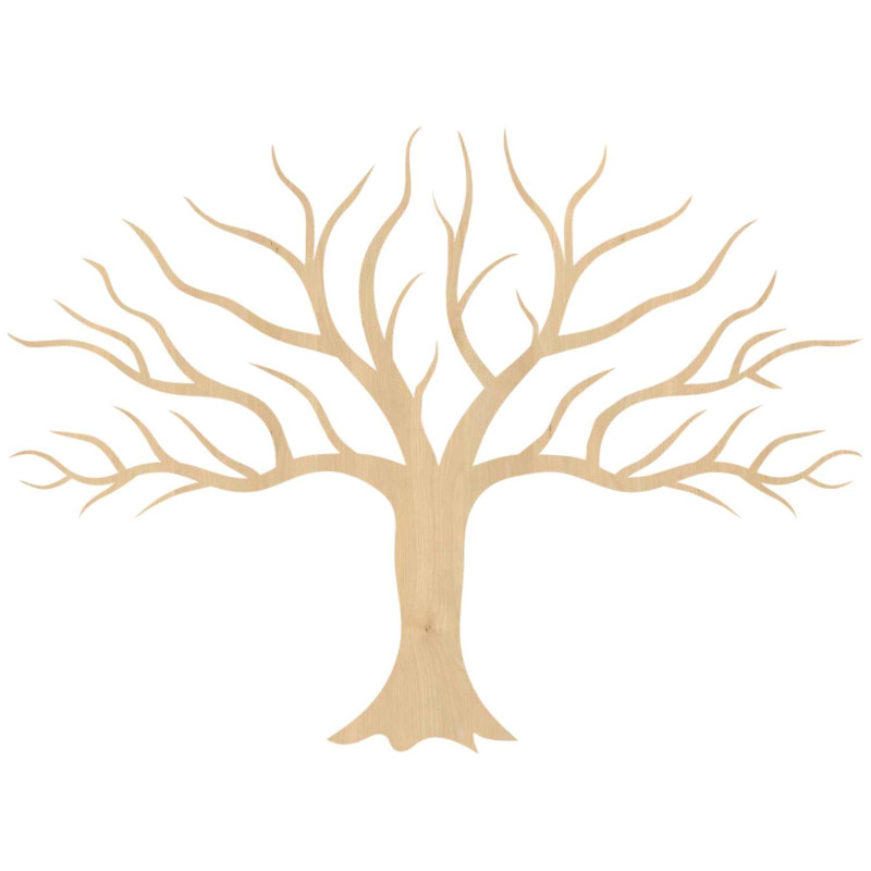 Der stilvolle Holzbaum an der Wand besticht durch sein detailliertes, minimalistisches Design.