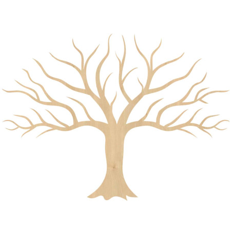 Der stilvolle Holzbaum an der Wand besticht durch sein detailliertes, minimalistisches Design.