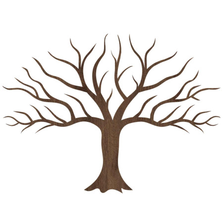 Der stilvolle Holzbaum an der Wand besticht durch sein detailliertes, minimalistisches Design.