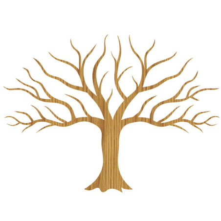 Der stilvolle Holzbaum an der Wand besticht durch sein detailliertes, minimalistisches Design.