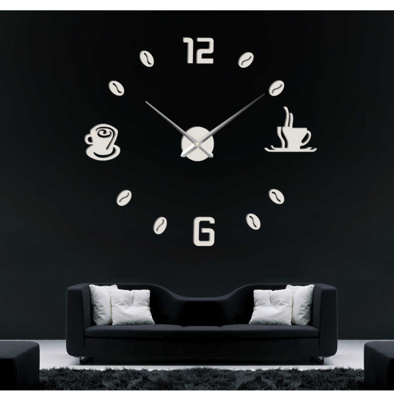 Wanduhr mit Klebefläche, Kaffee | KAFFEE