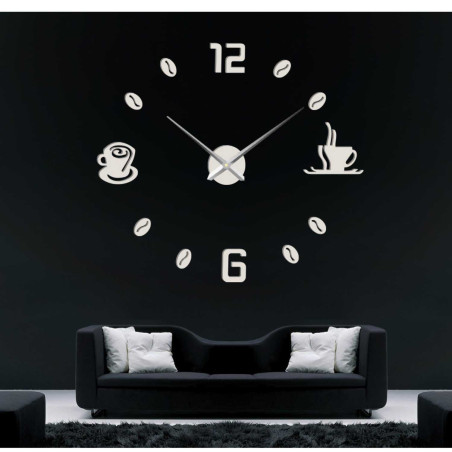 Wanduhr mit Klebefläche, Kaffee | KAFFEE