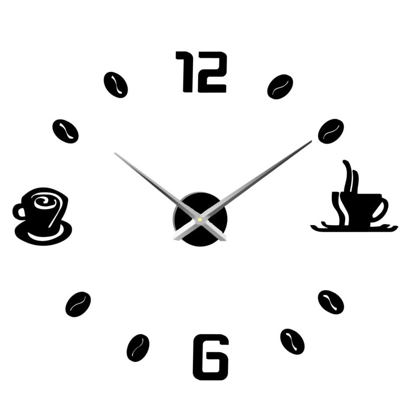 Wanduhr mit Klebefläche, Kaffee | KAFFEE