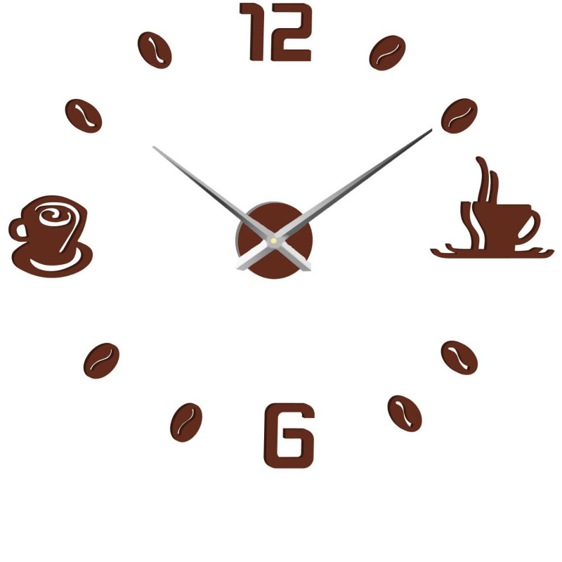 Wanduhr mit Klebefläche, Kaffee | KAFFEE