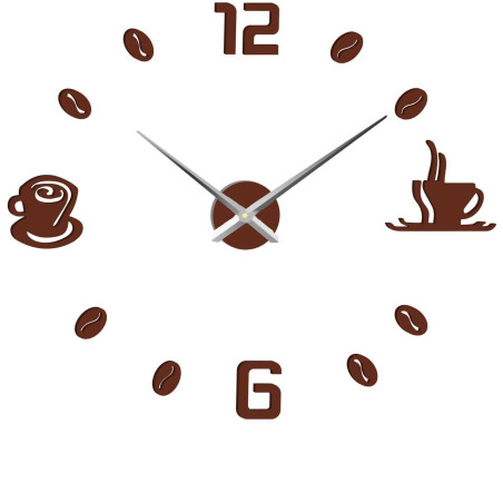 Wanduhr mit Klebefläche, Kaffee | KAFFEE