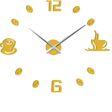 Wanduhr mit Klebefläche, Kaffee | KAFFEE