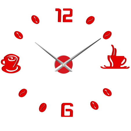 Wanduhr mit Klebefläche, Kaffee | KAFFEE