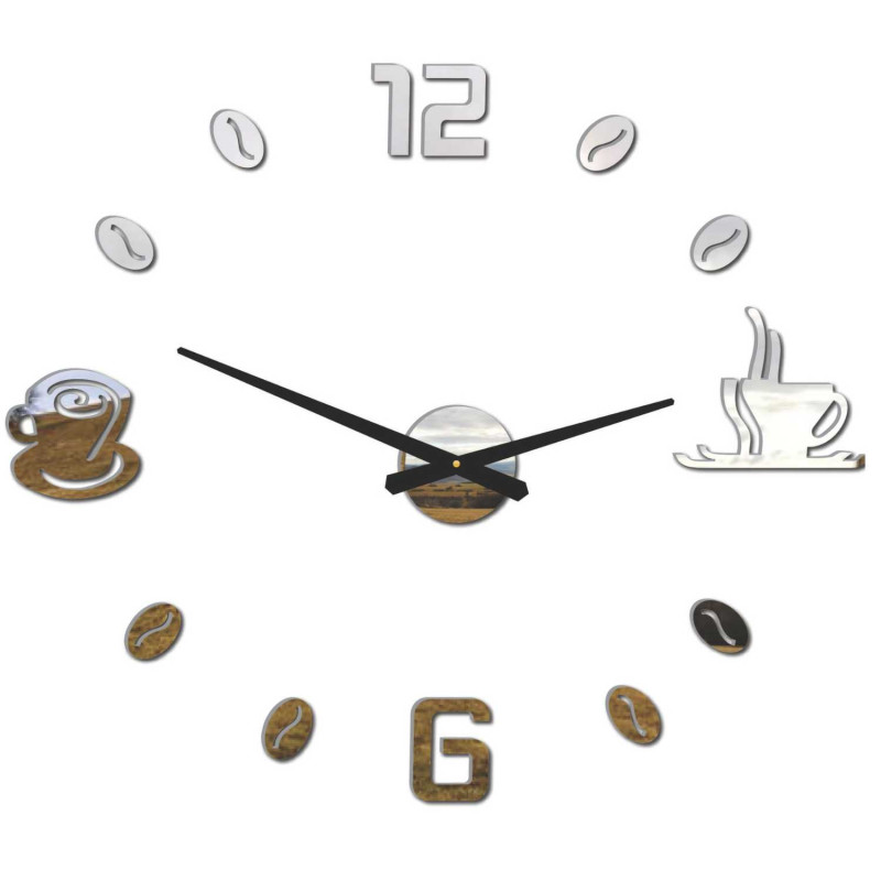 Wanduhr mit Klebefläche, Kaffee | KAFFEE