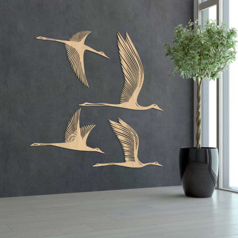 Moderne Wanddekoration aus Holz mit fliegenden Vögeln für das Wohnzimmer