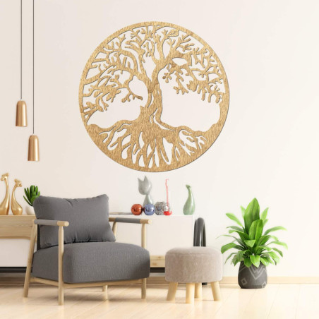 Modernes Holzbild des Lebensbaums für ein harmonisches Interieur