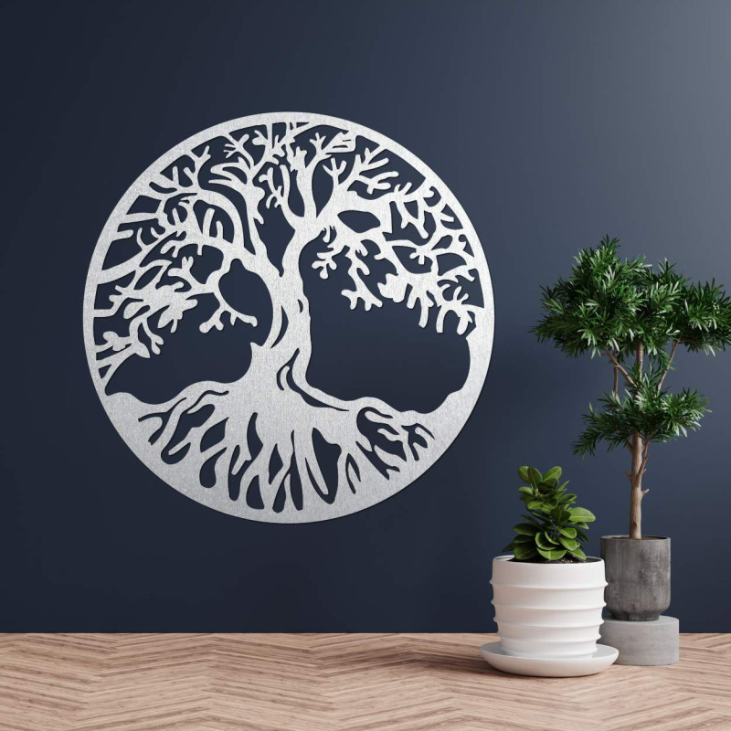 Minimalistischer Lebensbaum an der Wand mit detaillierter Verarbeitung