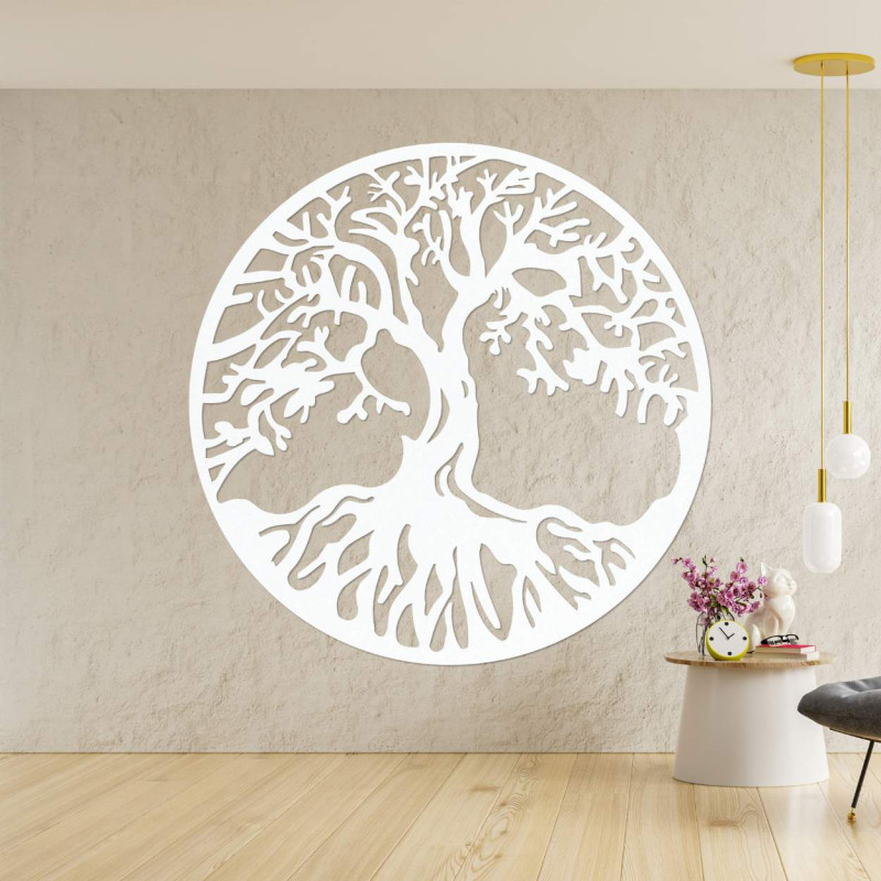 Minimalistischer Lebensbaum an der Wand mit detaillierter Verarbeitung