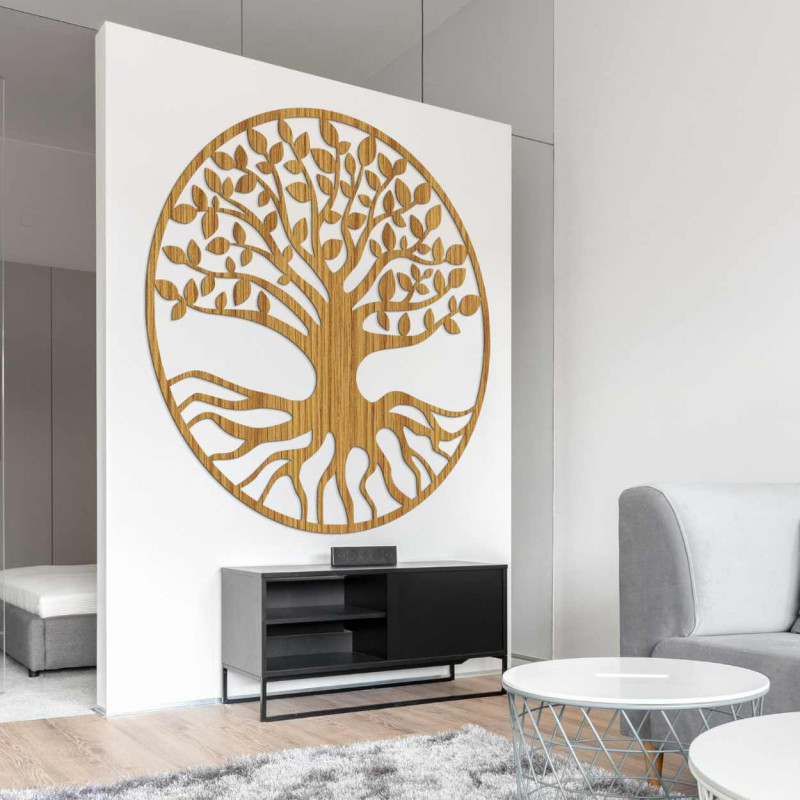 Minimalistische Wanddekoration Lebensbaum in Schwarz