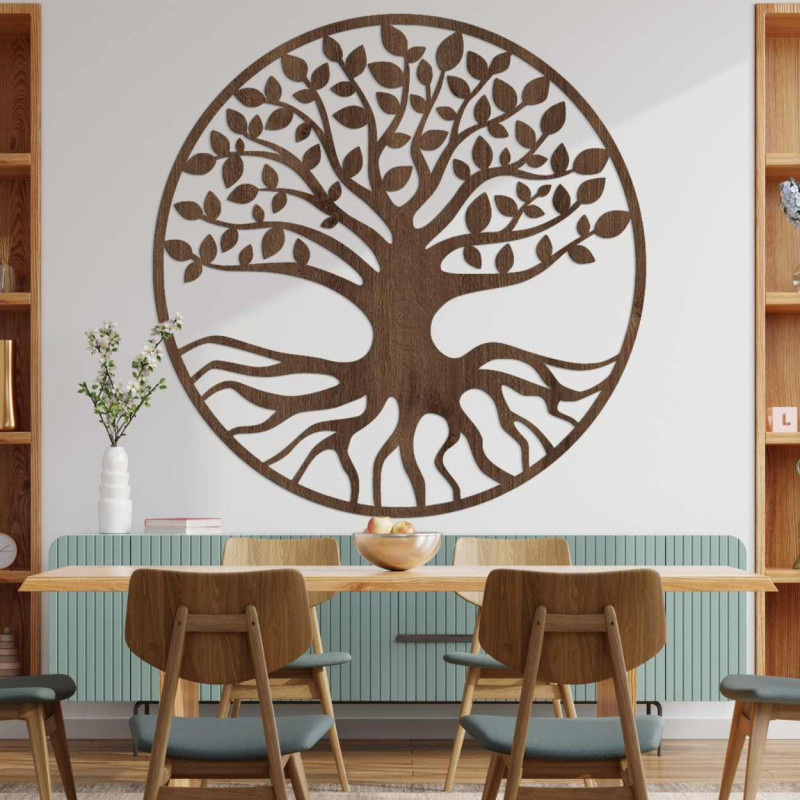 Minimalistische Wanddekoration Lebensbaum in Schwarz
